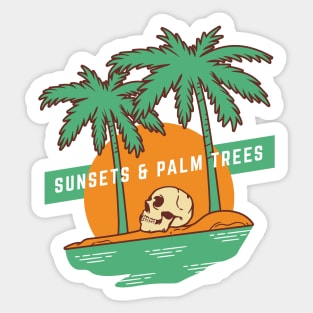 Sunsets And Palm Trees Vintage Skeleton Sticker